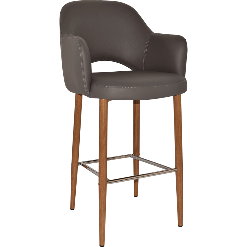albury arm stool 75cm light oak metal leg