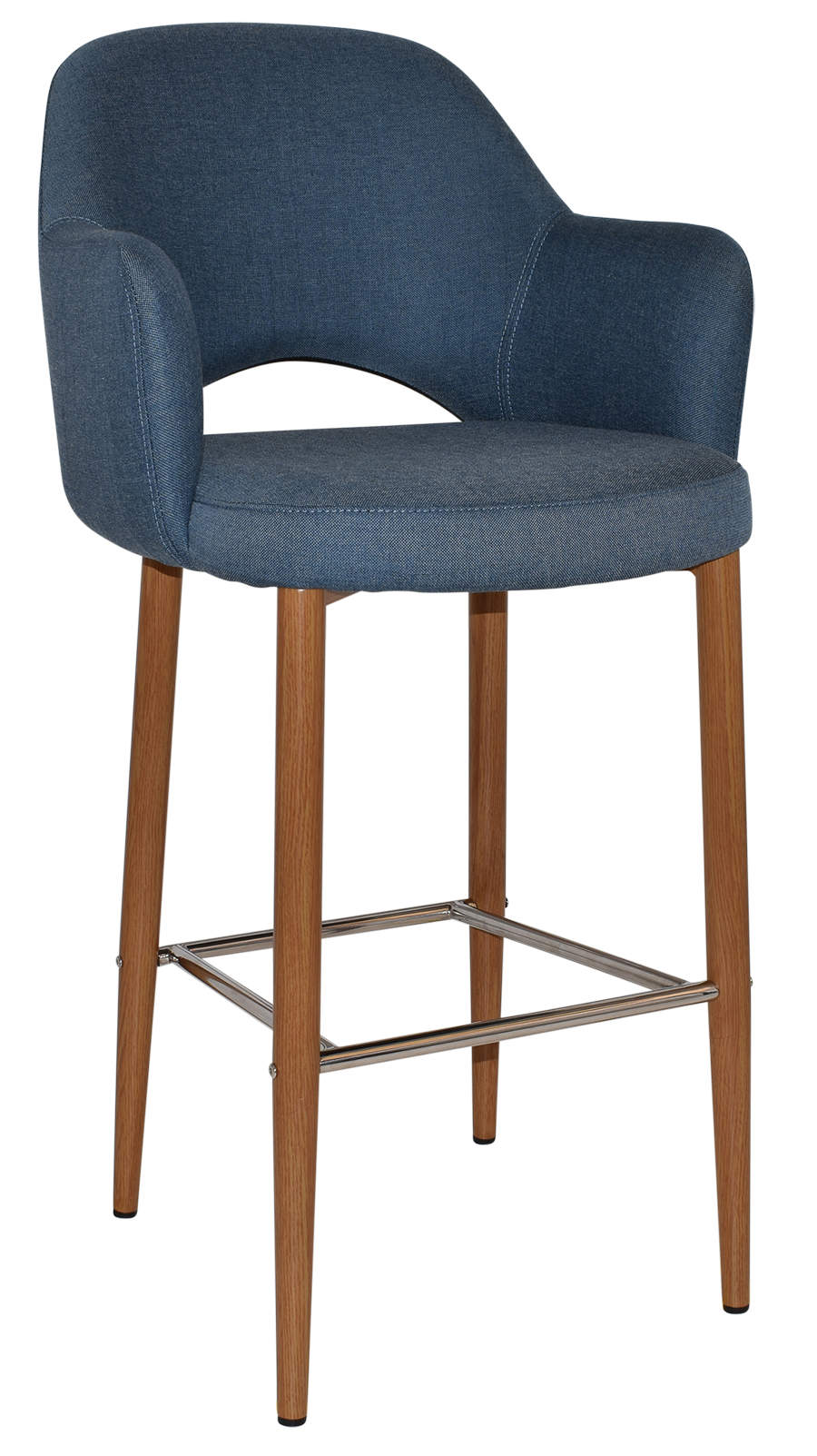 albury arm stool 75cm light oak metal leg