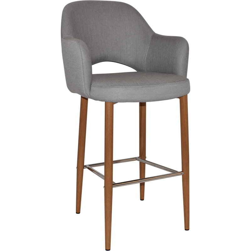 albury arm stool 75cm light oak metal leg