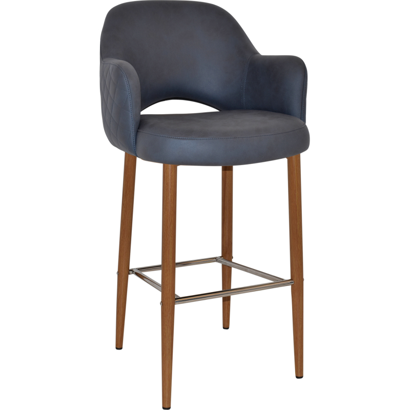 albury arm stool 75cm light oak metal leg