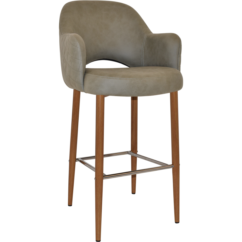 albury arm stool 75cm light oak metal leg
