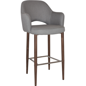 albury arm stool 75cm light walnut metal leg