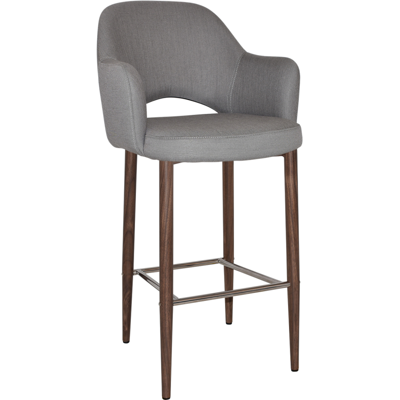 albury arm stool 75cm light walnut metal leg