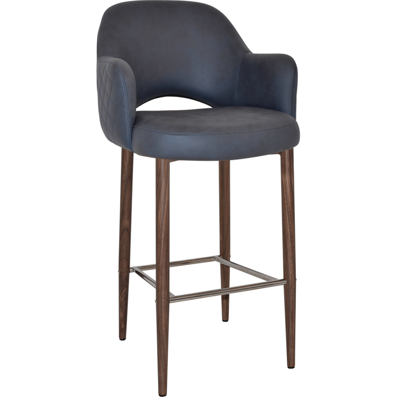 albury arm stool 75cm light walnut metal leg