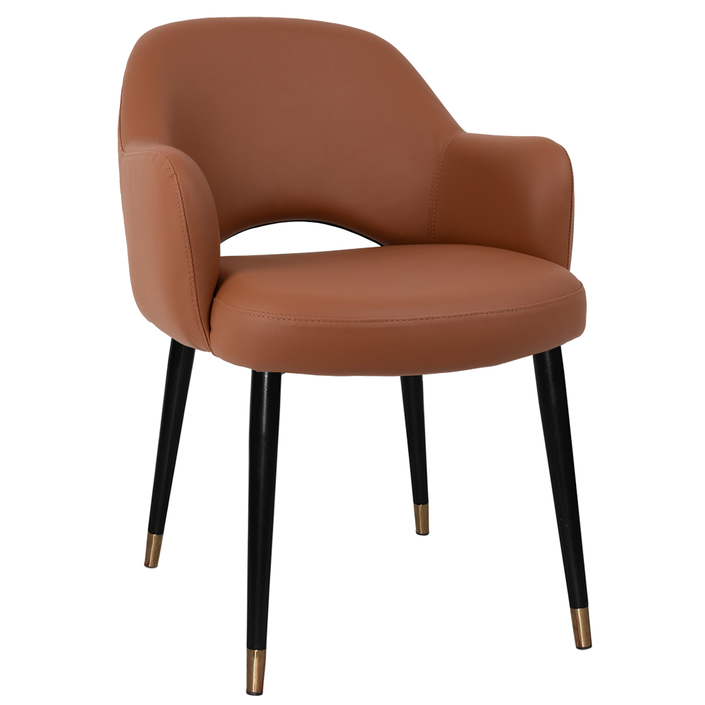 albury arm chair brass tip black leg