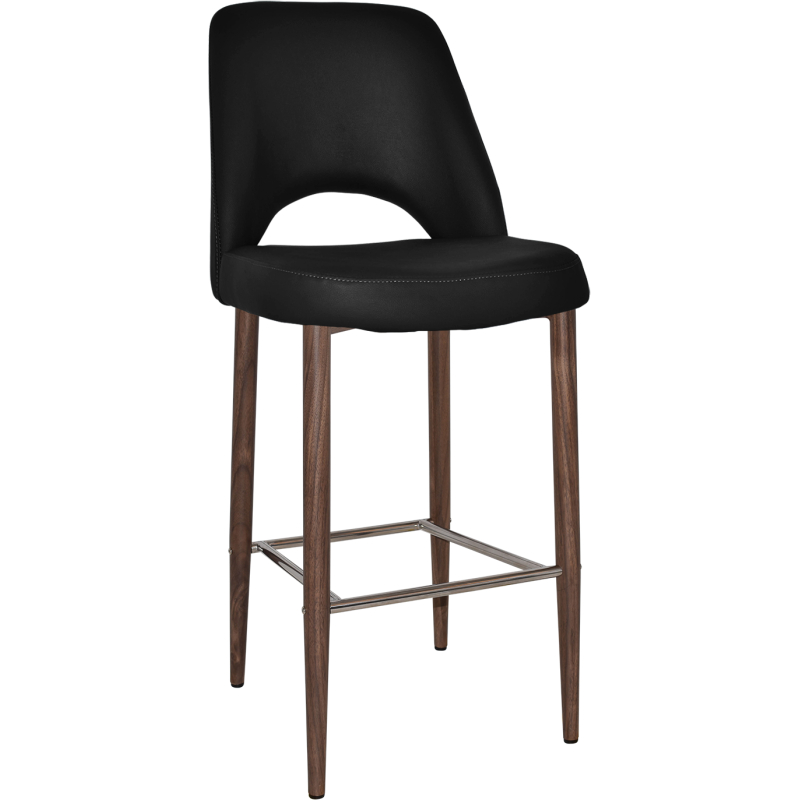 albury stool 75cm light walnut metal leg