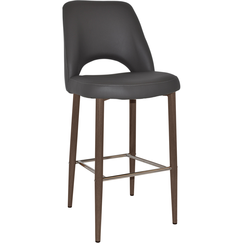 albury stool 75cm light walnut metal leg