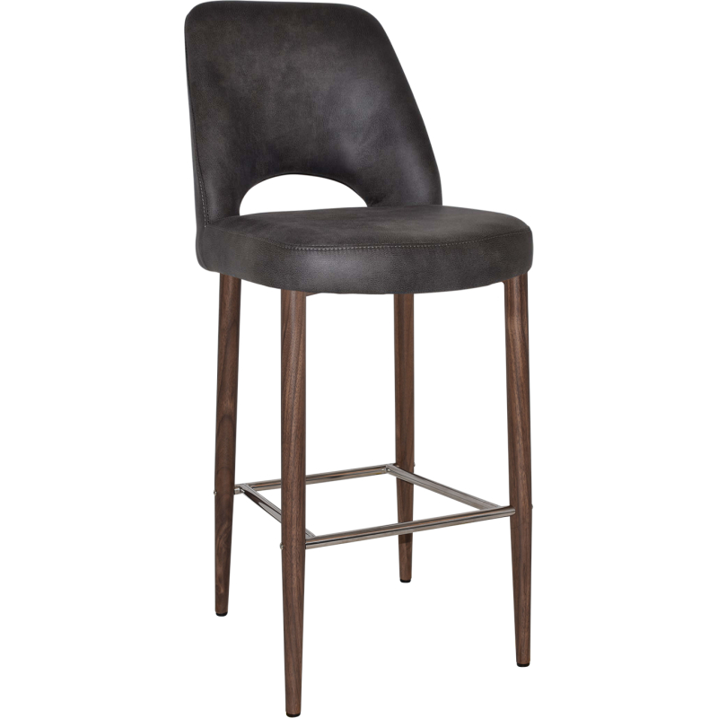 albury stool 75cm light walnut metal leg