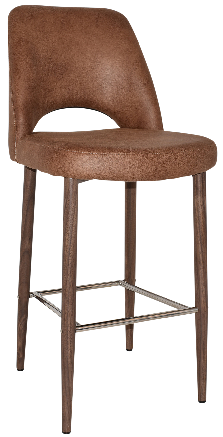 albury stool 75cm light walnut metal leg