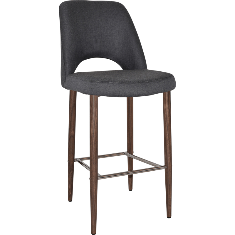 albury stool 75cm light walnut metal leg
