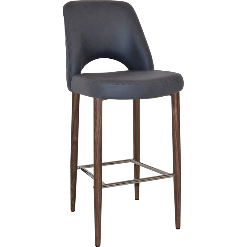 albury stool 75cm light walnut metal leg