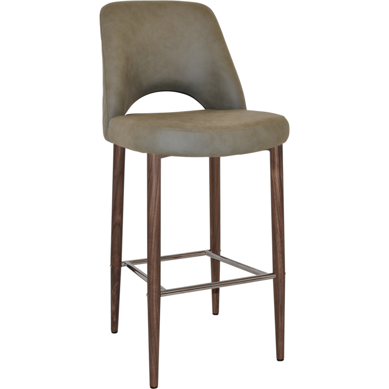 albury stool 75cm light walnut metal leg
