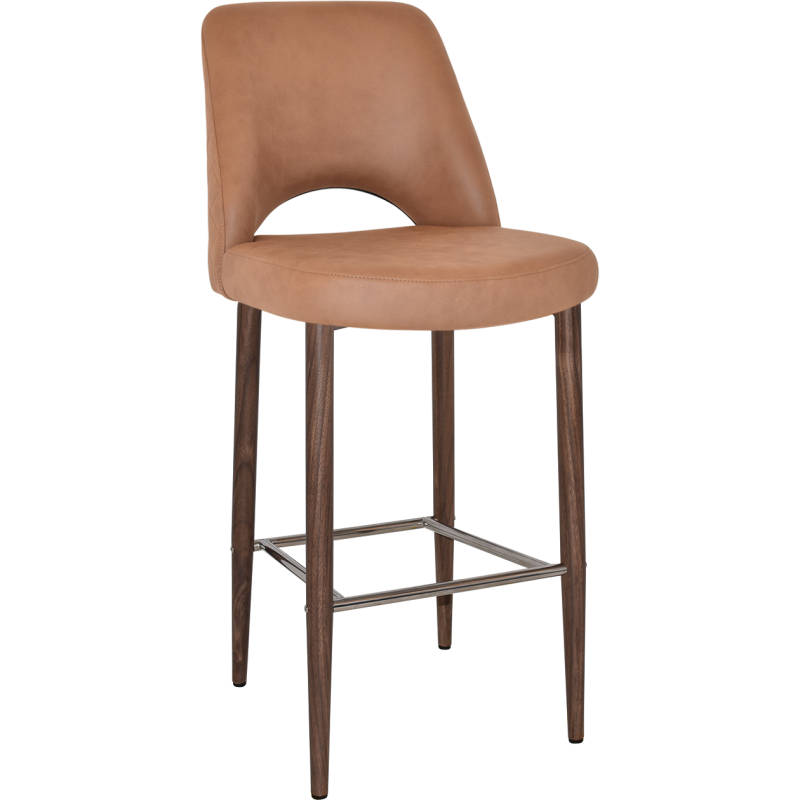 albury stool 75cm light walnut metal leg