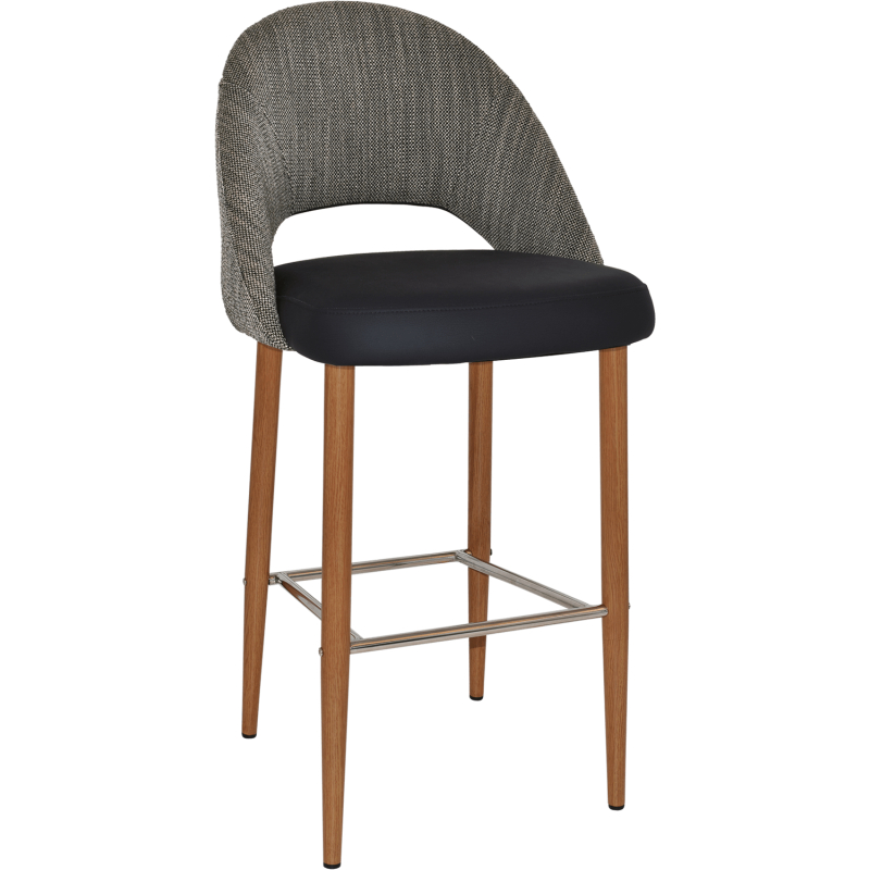 chevron stool 75cm light oak metal leg