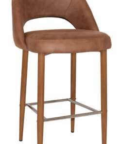 chevron stool 75cm light oak metal leg