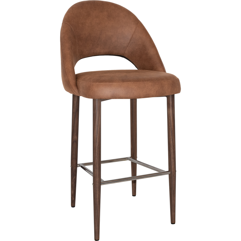 chevron stool light walnut metal leg