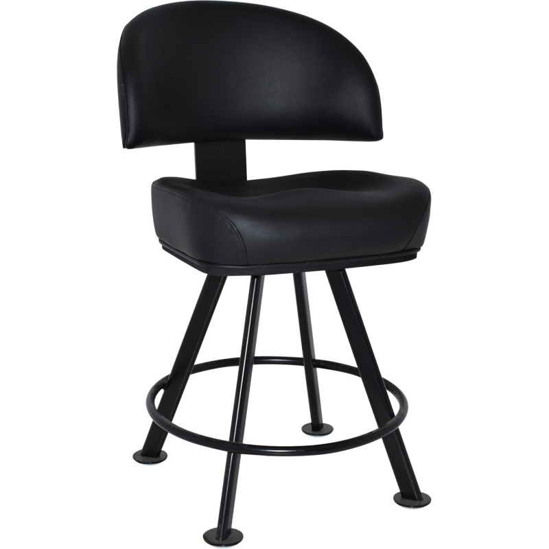 macau gaming stool metal 4 leg black + black vinyl