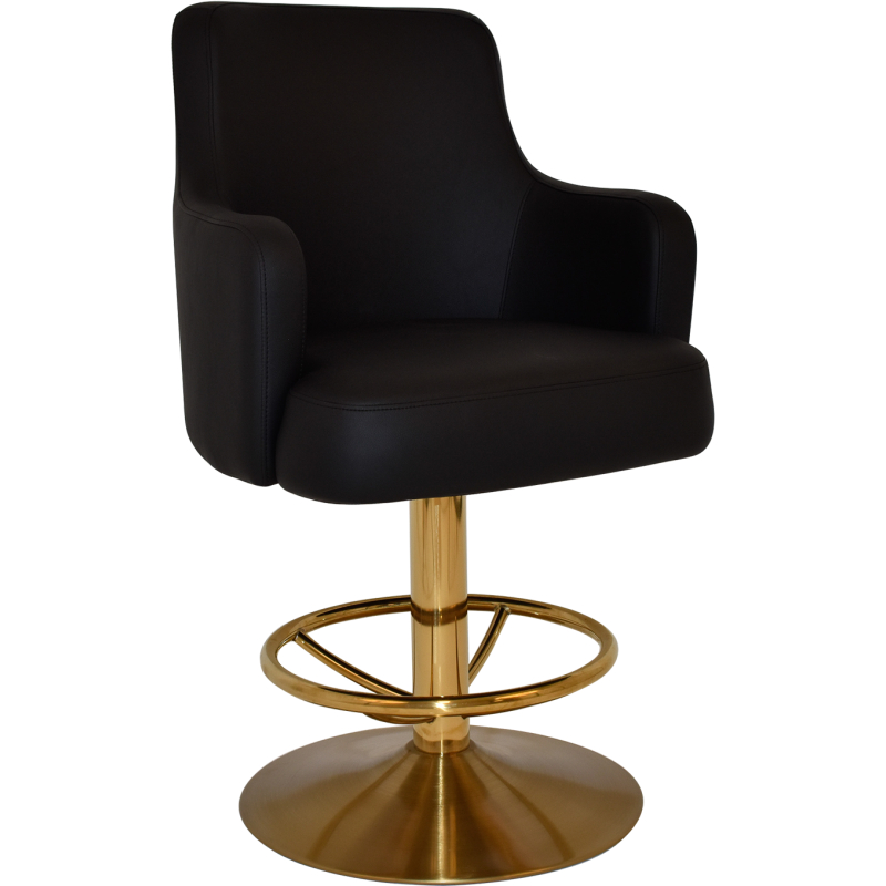 trump gaming stool brass disc base + black vinyl