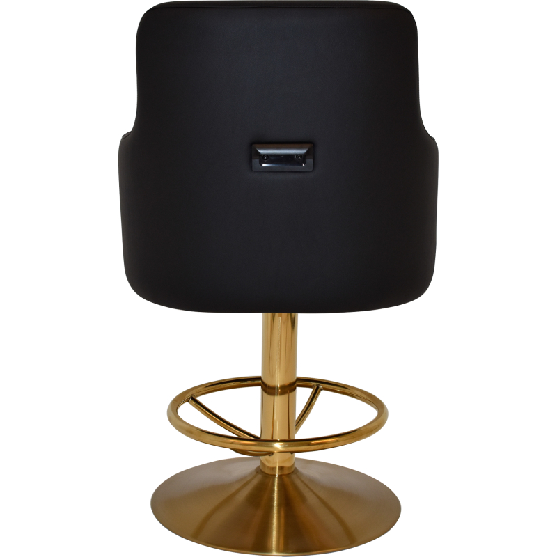 trump gaming stool brass disc base + black vinyl