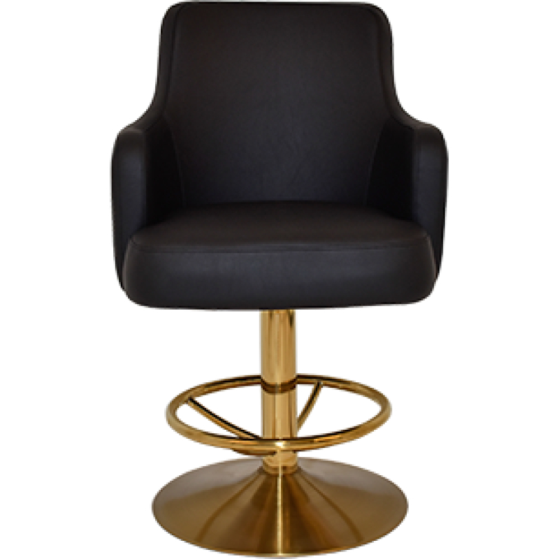 trump gaming stool brass disc base + black vinyl