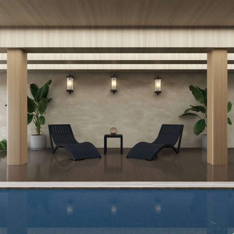 3 piece package slim sun lounger and ocean side table