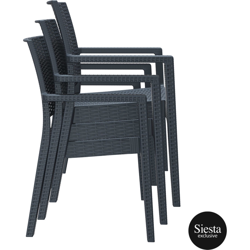 3 piece resin rattan pool side setting with ibiza arm chair