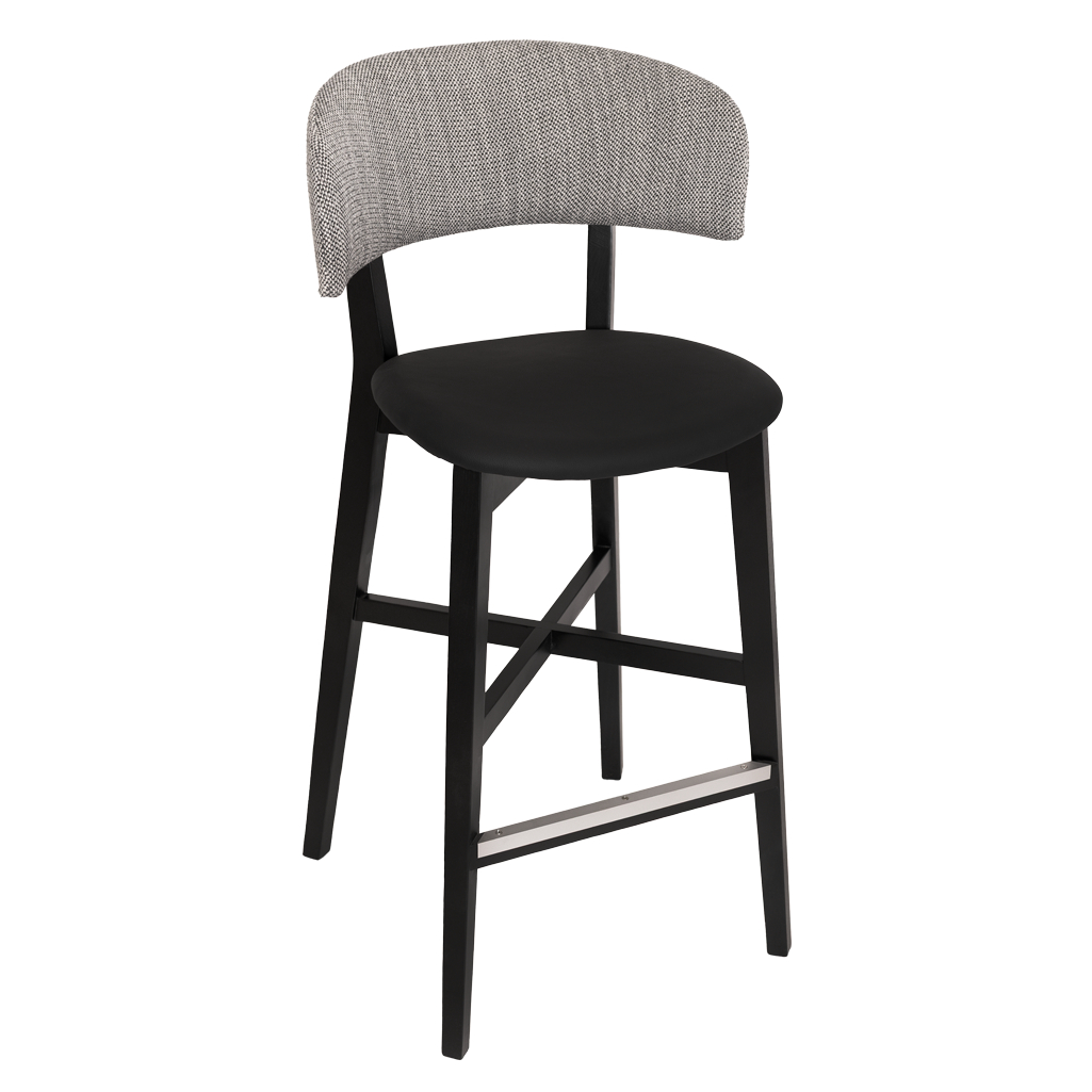 torino stool timber frame with padded seat & back