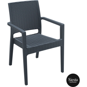 outdoor seating resin rattan ibiza armchair darkgrey front side