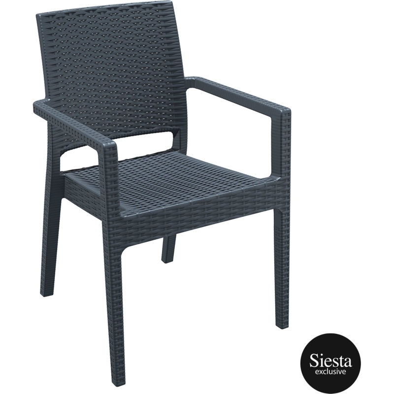 outdoor seating resin rattan ibiza armchair darkgrey front side