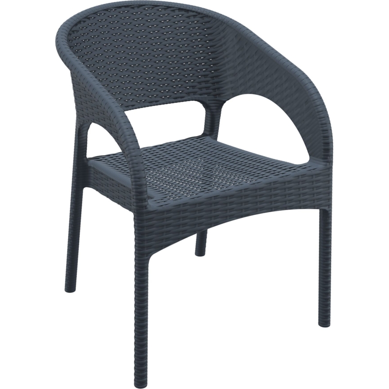 outdoor seating resin rattan panama armchair darkgrey front side