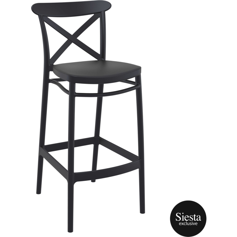 polypropylene bar cross barstool 75 black front side