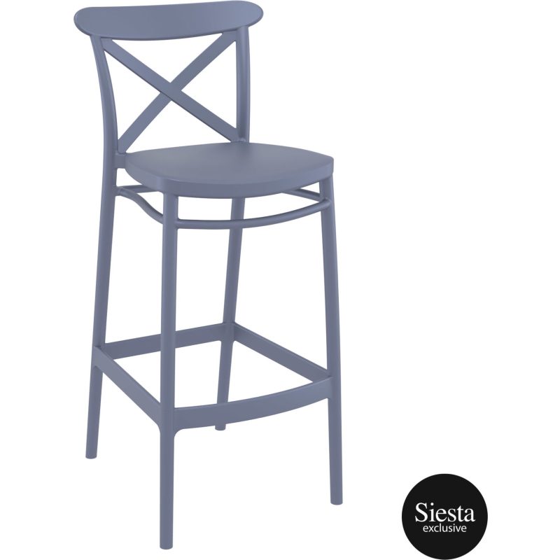 polypropylene bar cross barstool 75 darkgrey front side