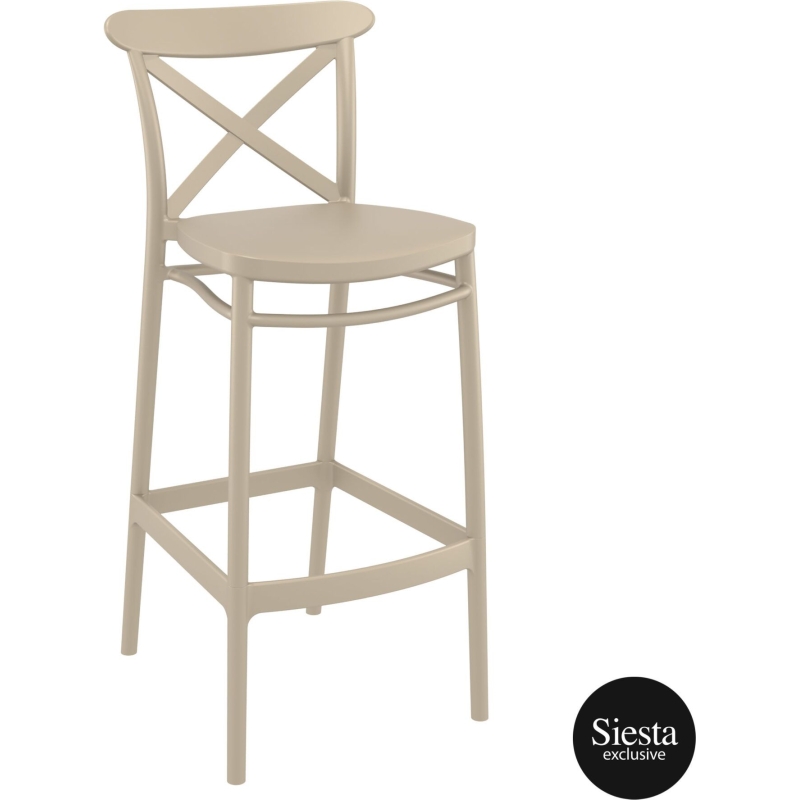 polypropylene bar cross barstool 75 taupe front side