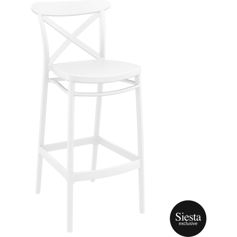 polypropylene bar cross barstool 75 white front side