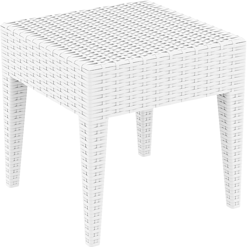 resin rattan miami tequila lounge side table white front side 1