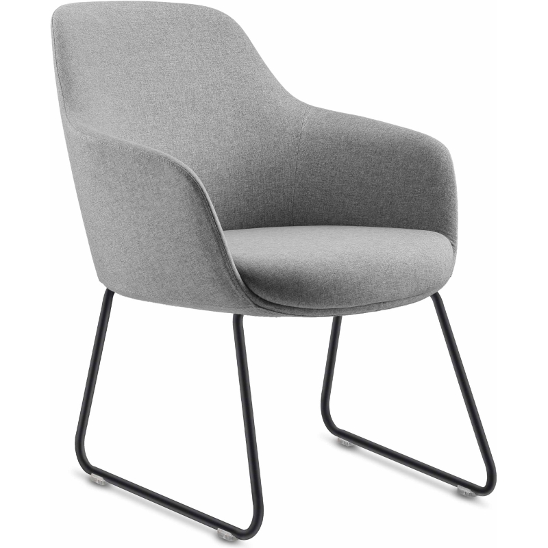 aspen sled tub chair light grey fabric