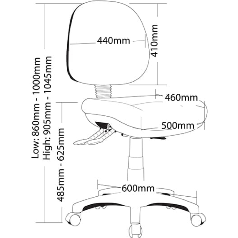 ergonomic p350 medium back task chair