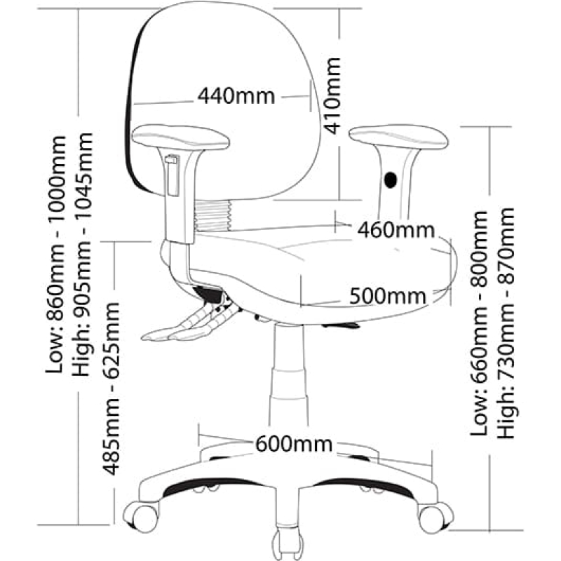 ergonomic p350 medium back task chair
