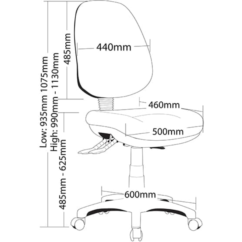ergonomic p350 high back task chair