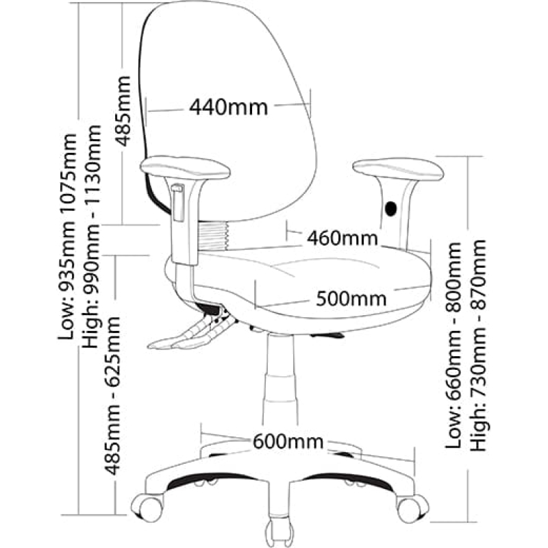 ergonomic p350 high back task chair